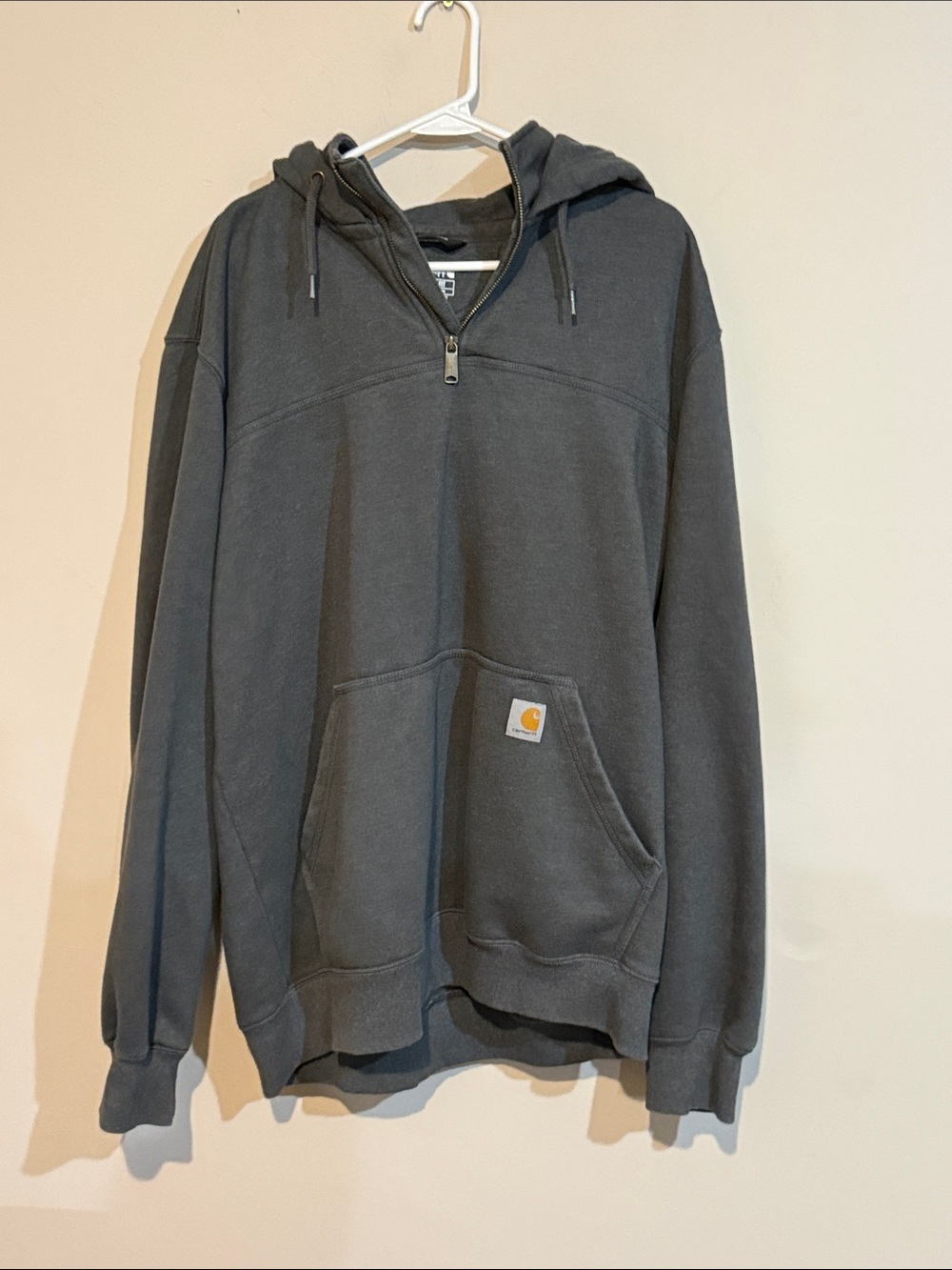 Carhartt Men's Charcoal Hooded Quarter-Zip Sweatshirt
